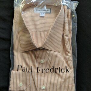 Paul Fredrick Orange Striped Dress Shirt 18-37 NWT
